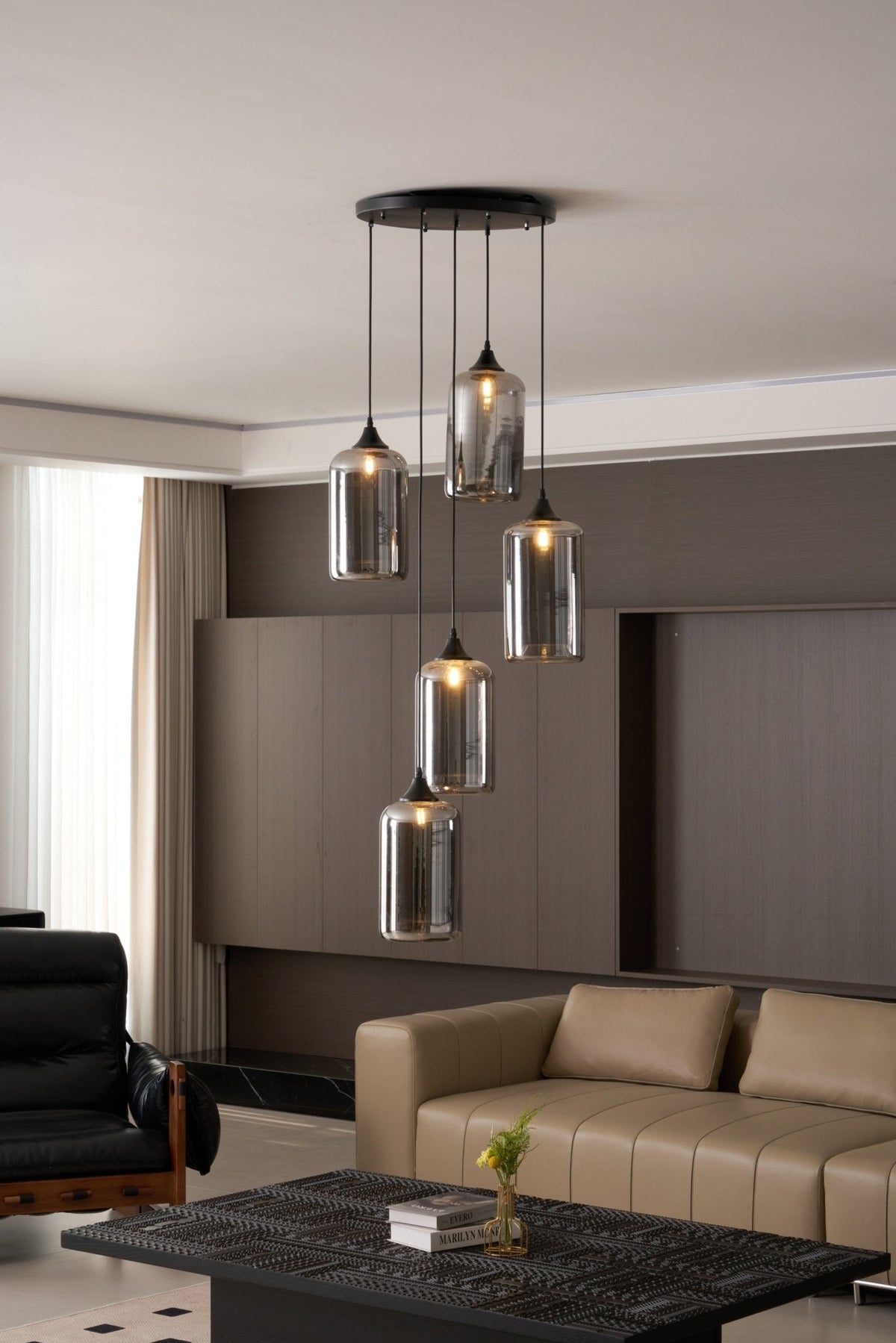 Tevely Pendelleuchte aus Glas im industriellen Chic-Stil