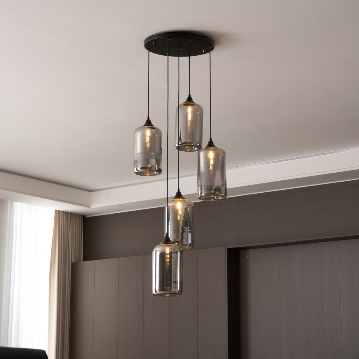 Tevely Pendelleuchte aus Glas im industriellen Chic-Stil