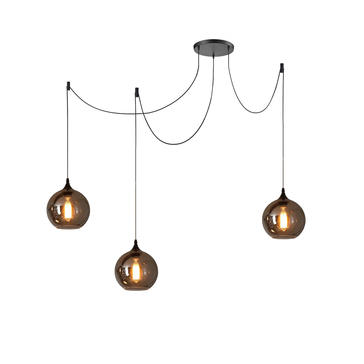 June Minimalistische Flaschen-Glas-Pendelleuchte in Rauchgrau