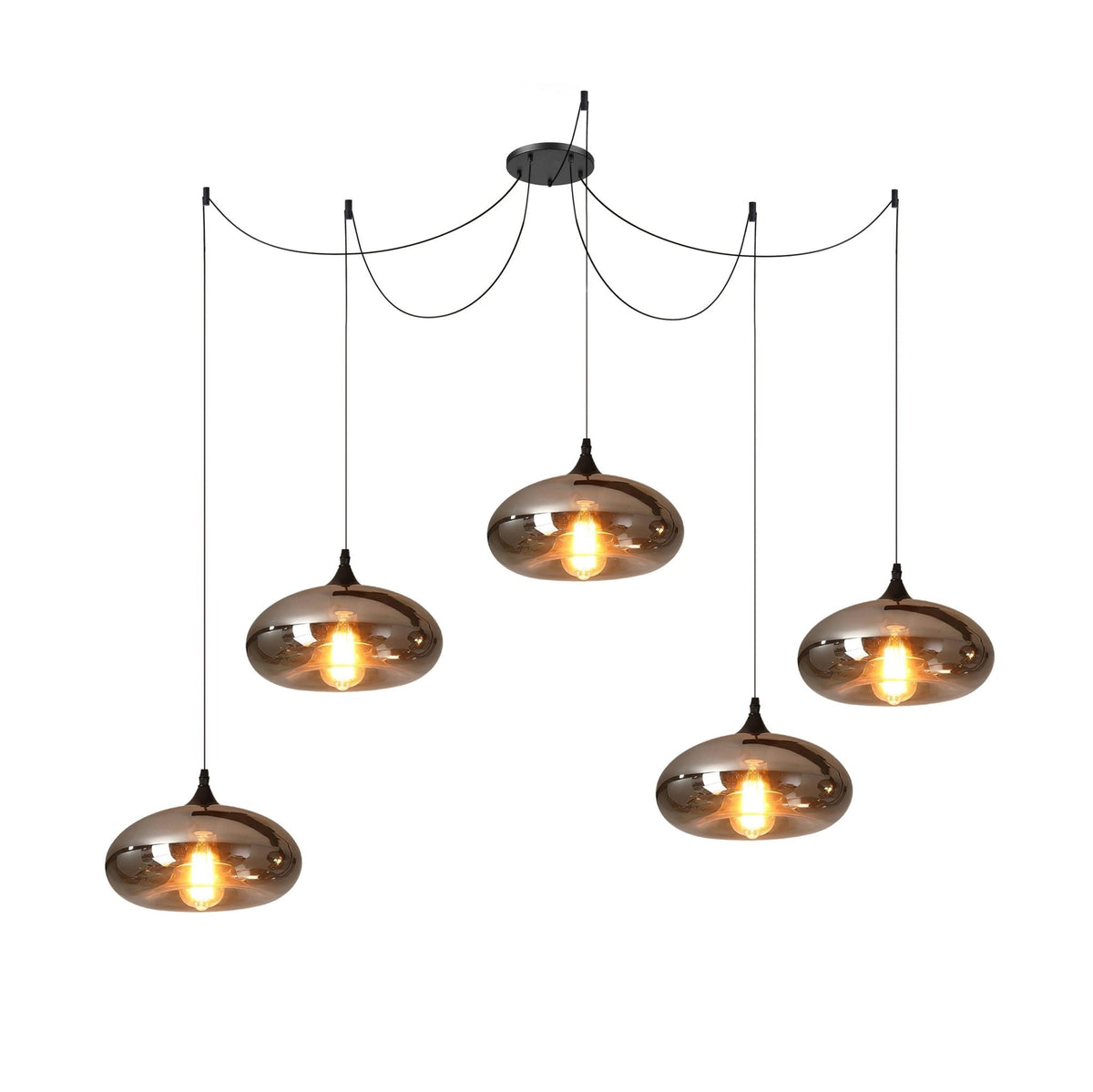 June Minimalistische Flaschen-Glas-Pendelleuchte in Rauchgrau