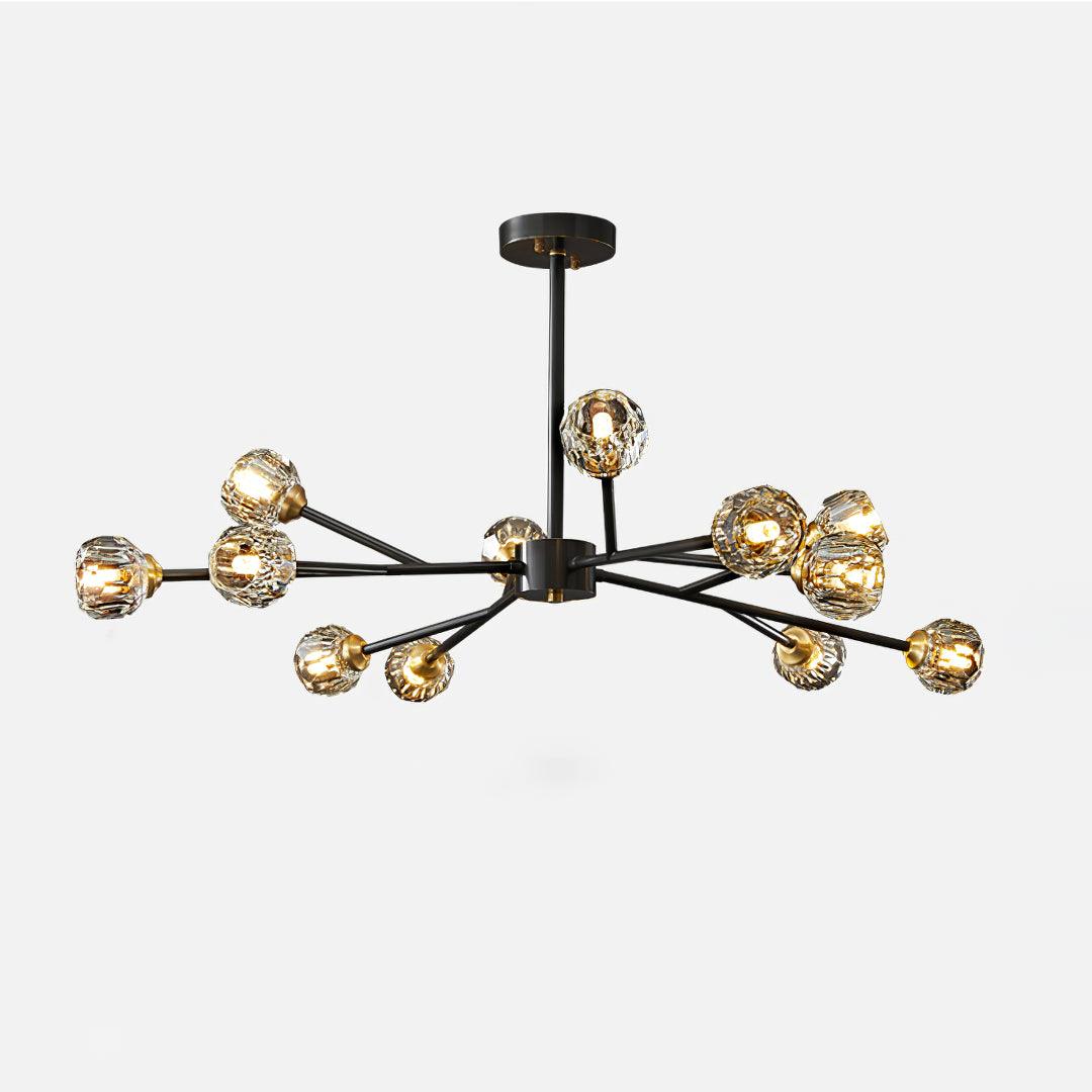 Thalyn Pendelleuchte Kristallkugel Messing Cluster