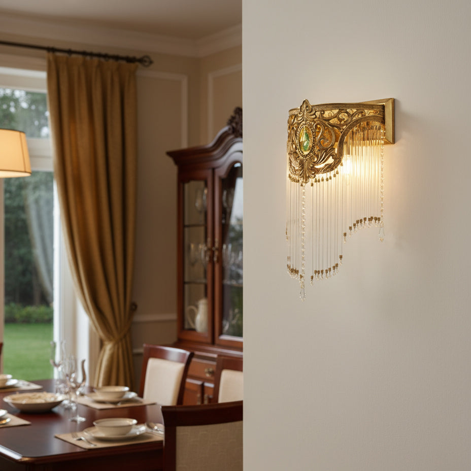 Bow Tie Gold Kristall-Fringe-Wandleuchte