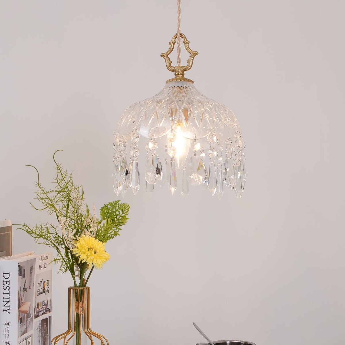 Moka Kristall-Vintage-Pendelleuchte