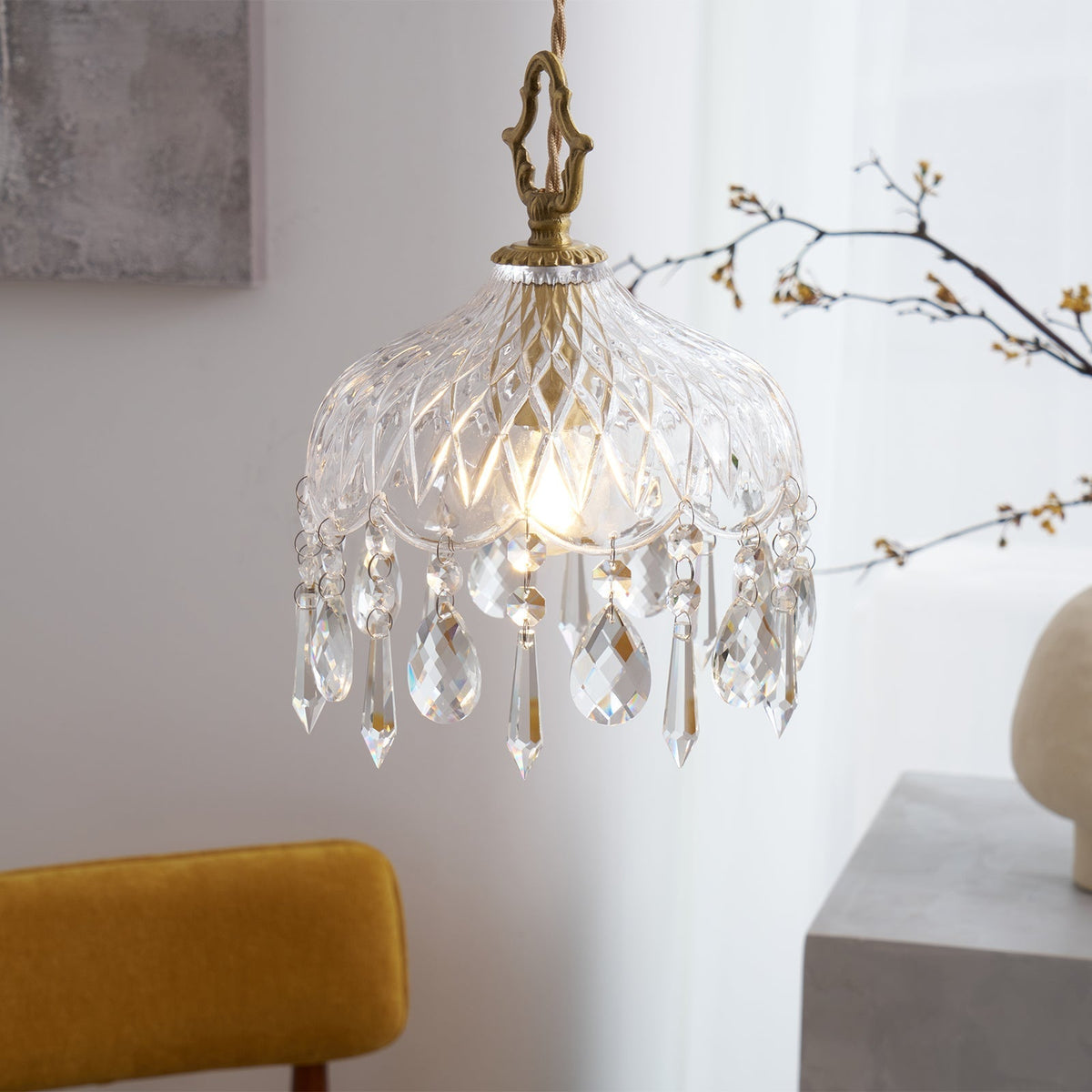 Moka Kristall-Vintage-Pendelleuchte