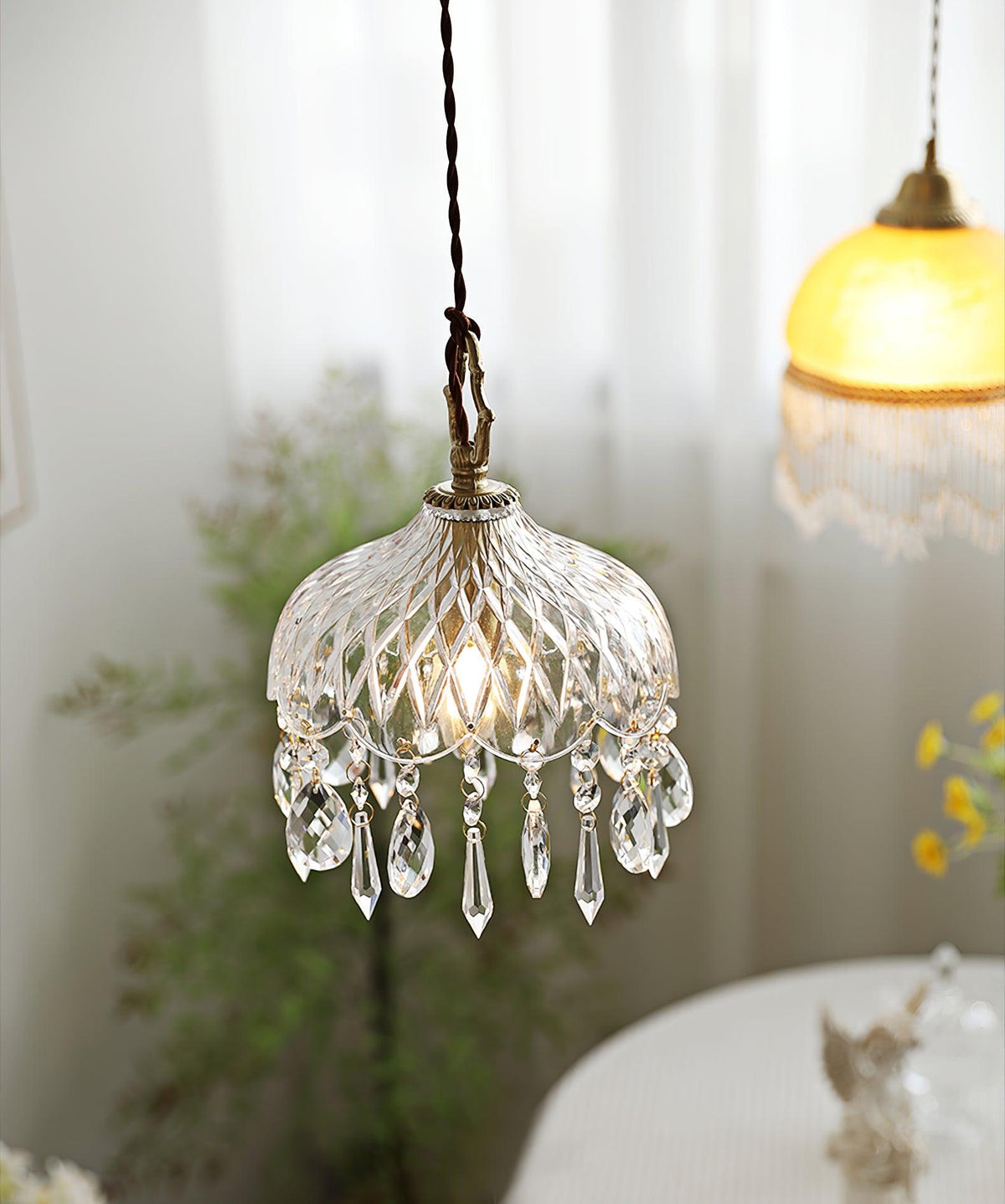 Moka Kristall-Vintage-Pendelleuchte