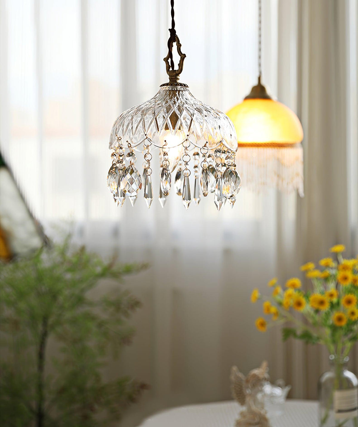 Moka Kristall-Vintage-Pendelleuchte