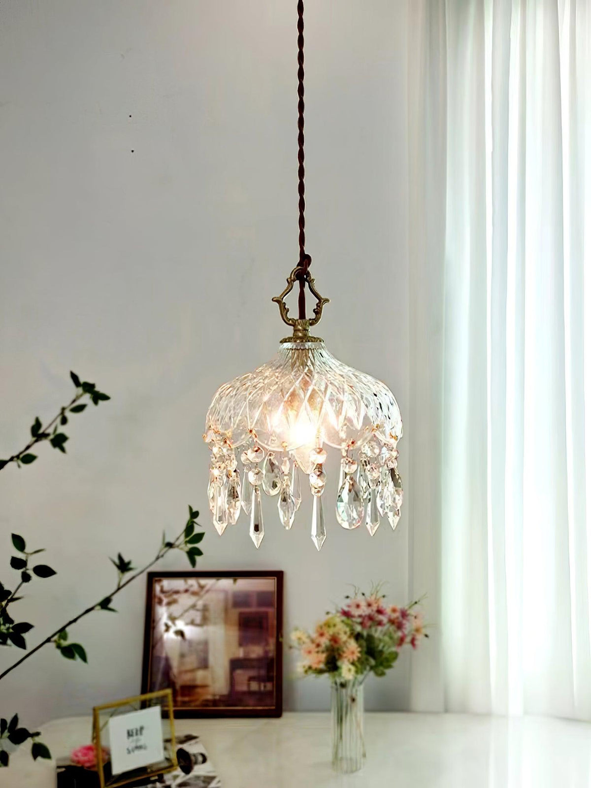 Moka Kristall-Vintage-Pendelleuchte