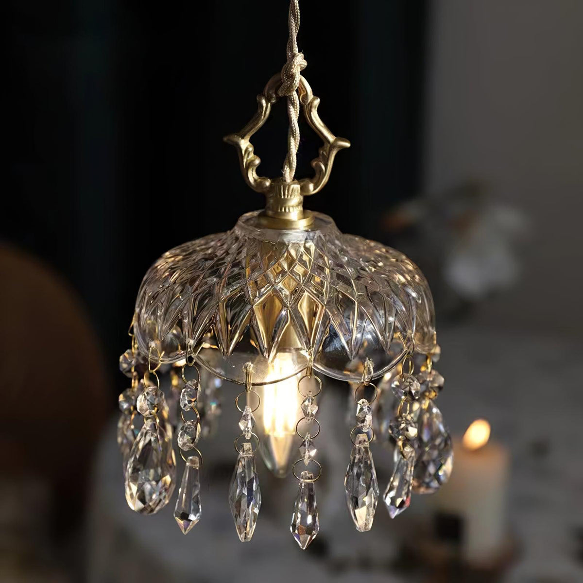 Moka Kristall-Vintage-Pendelleuchte