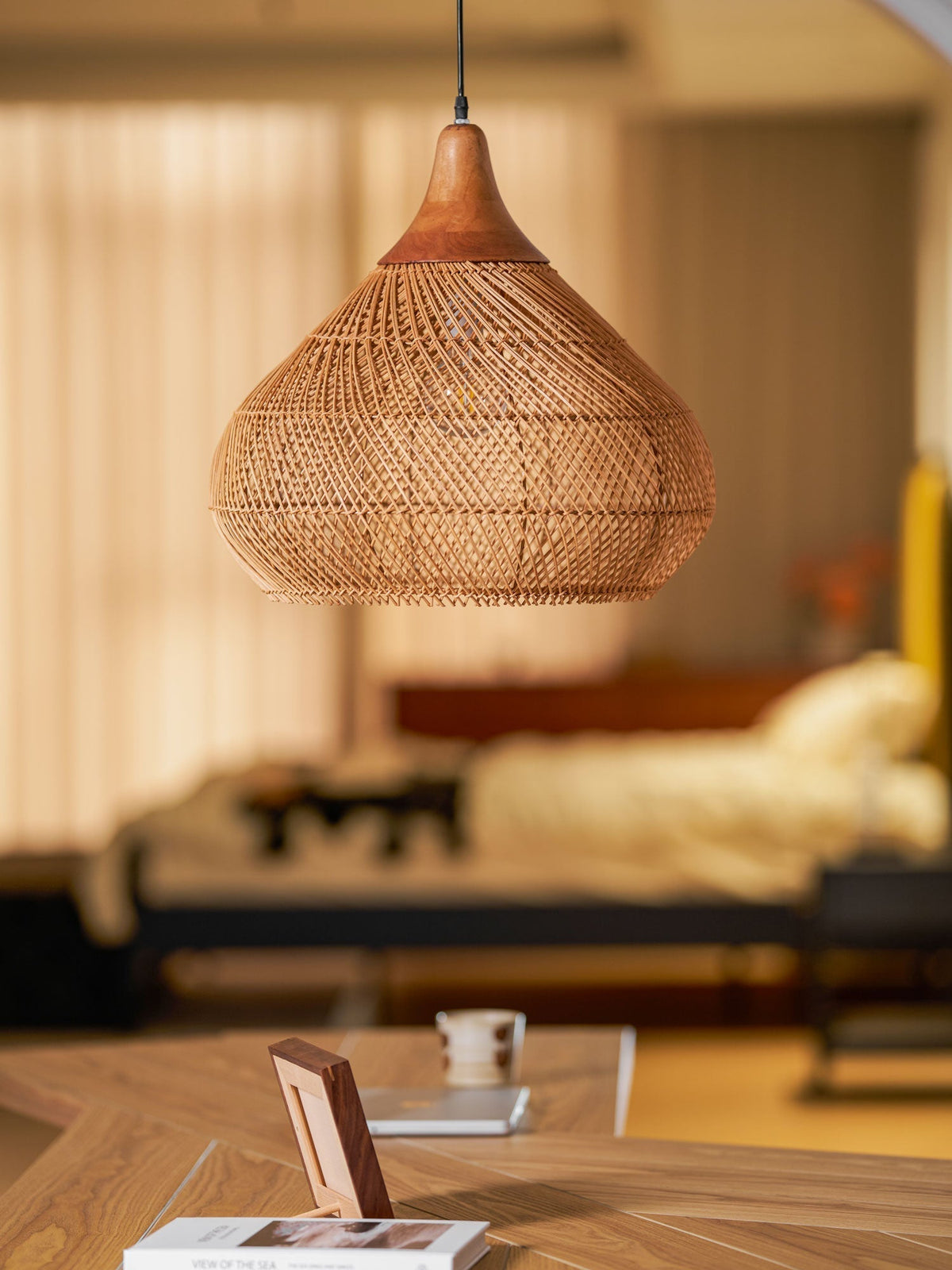 Solavn Rattan-Holz-Pendelleuchte