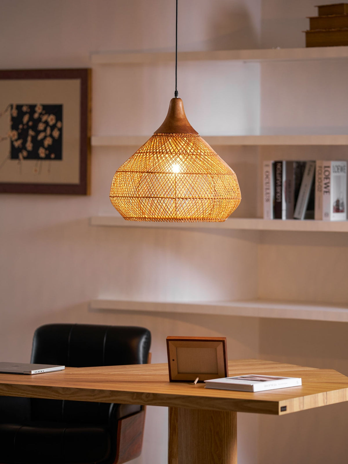 Solavn Rattan-Holz-Pendelleuchte
