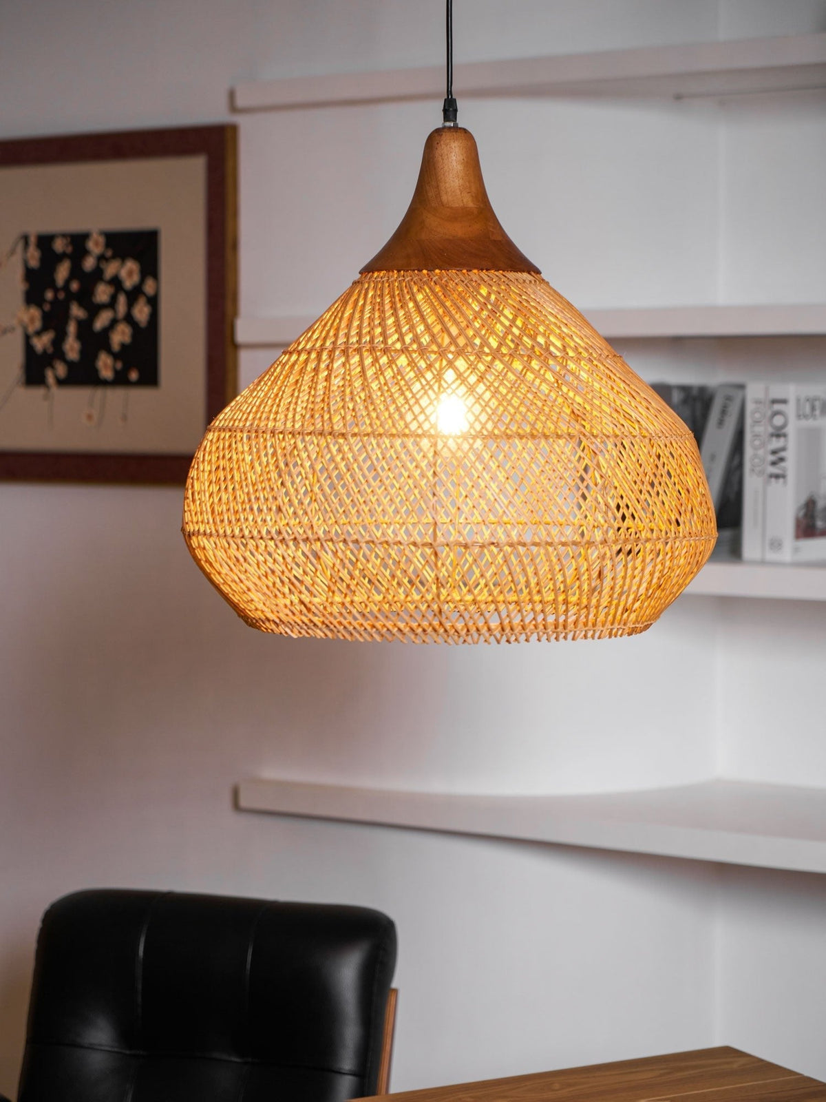 Solavn Rattan-Holz-Pendelleuchte