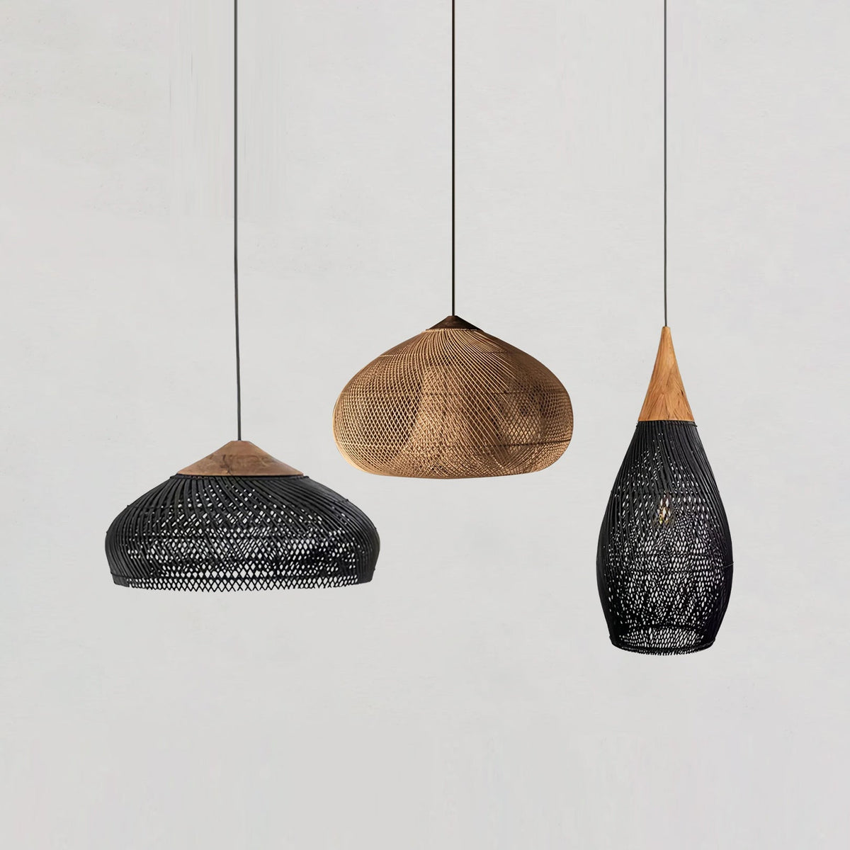 Solavn Rattan-Holz-Pendelleuchte