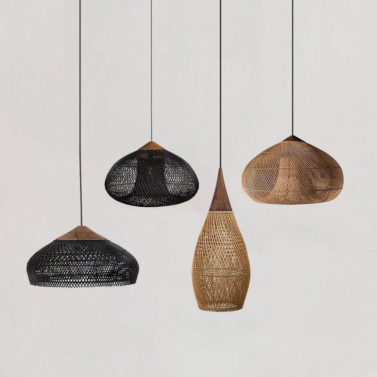 Canirora Pendelleuchte Rattan Swag Geflochten