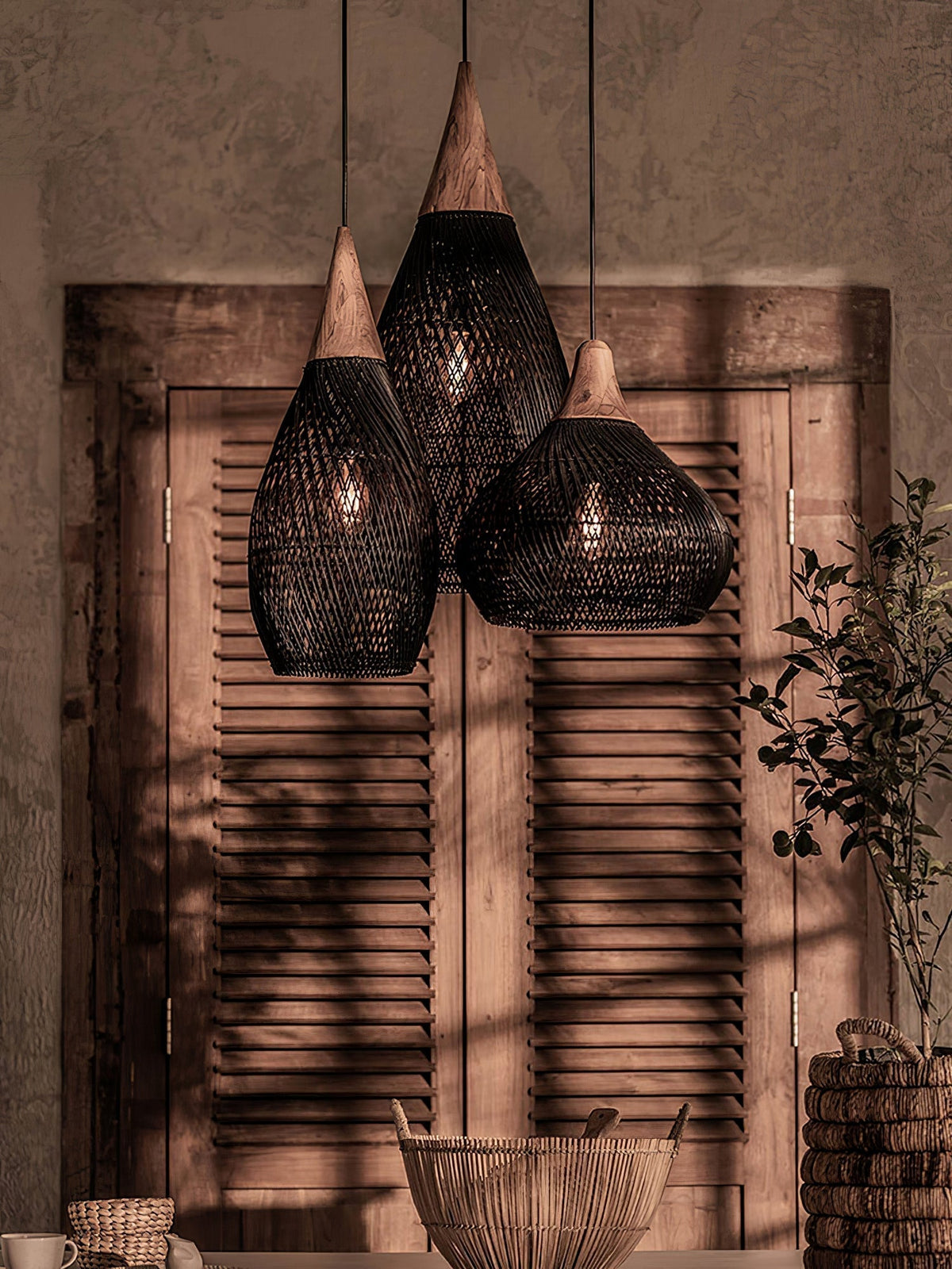 Canirora Pendelleuchte Rattan Swag Geflochten