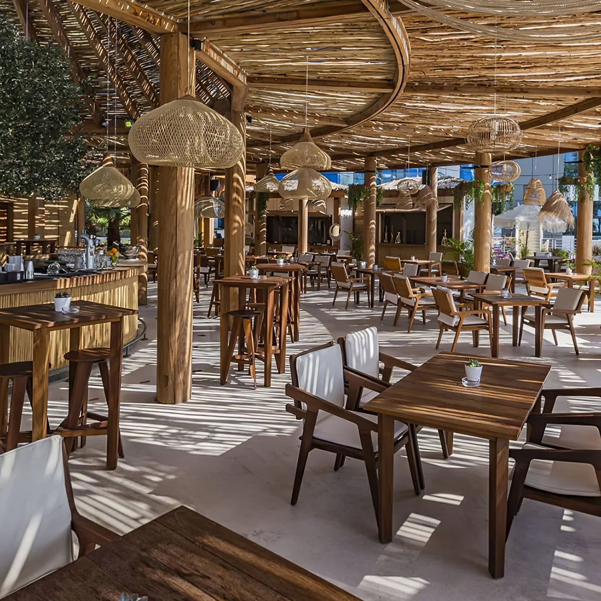 Solavn Rattan-Holz-Pendelleuchte