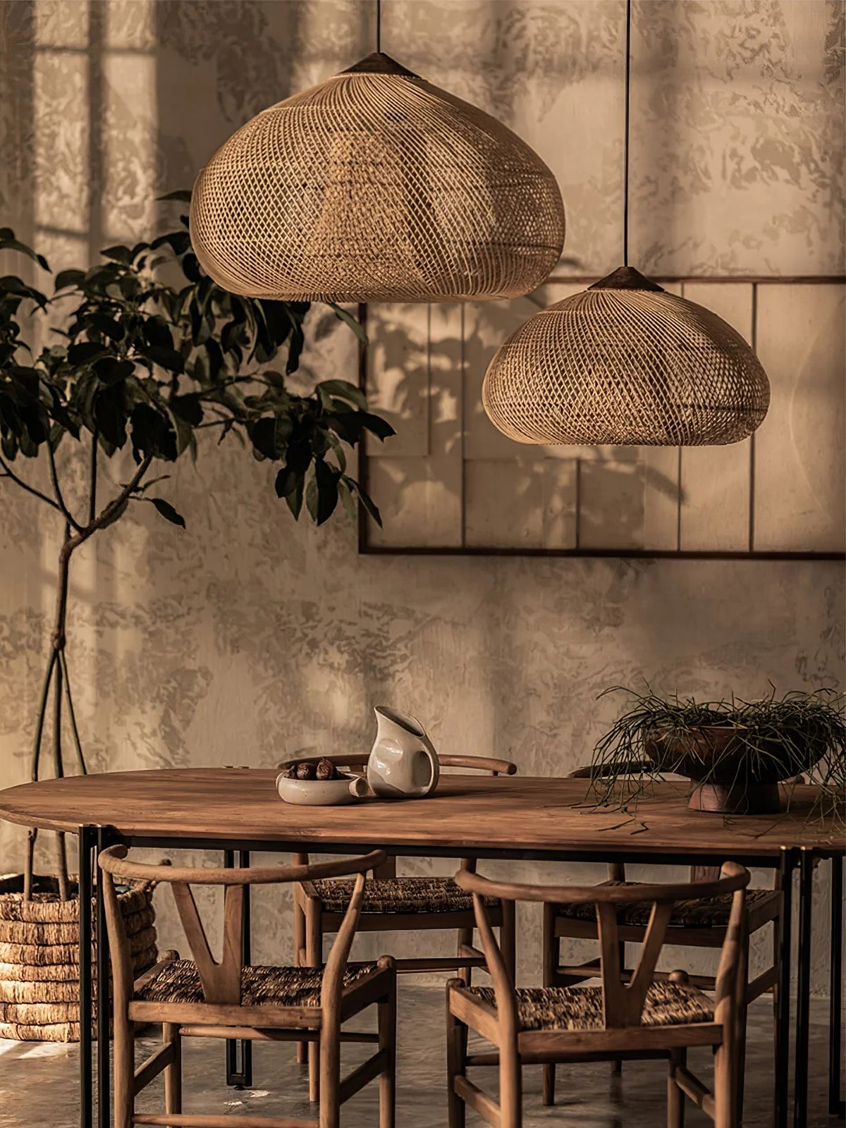 Canirora Pendelleuchte Rattan Swag Geflochten