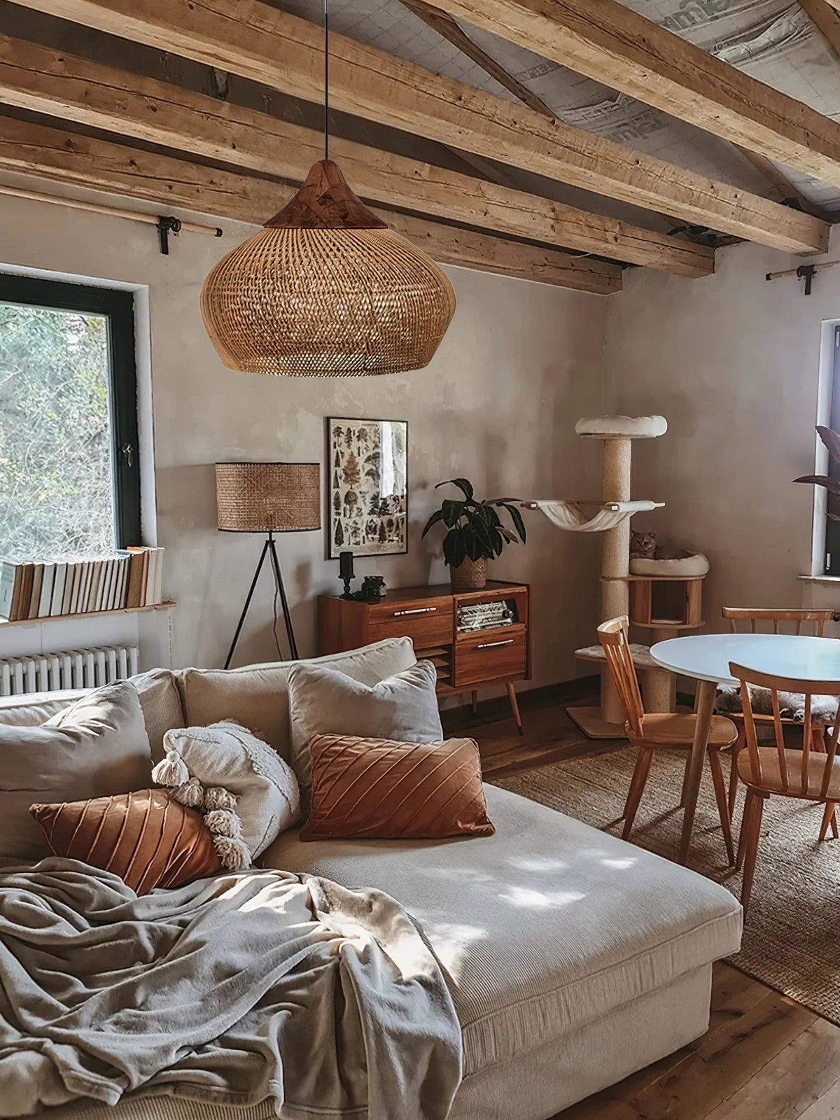 Solavn Rattan-Holz-Pendelleuchte