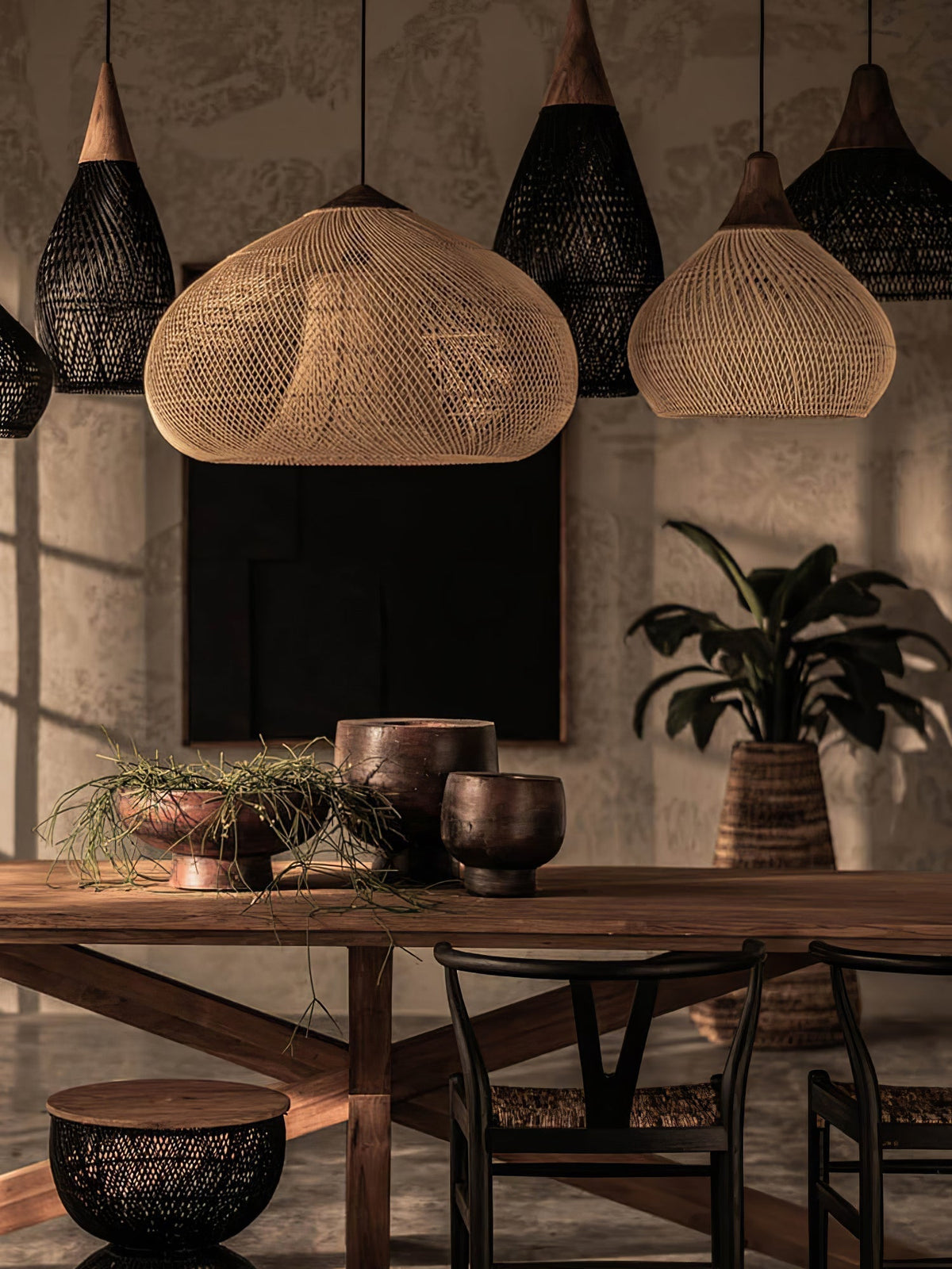 Solavn Rattan-Holz-Pendelleuchte
