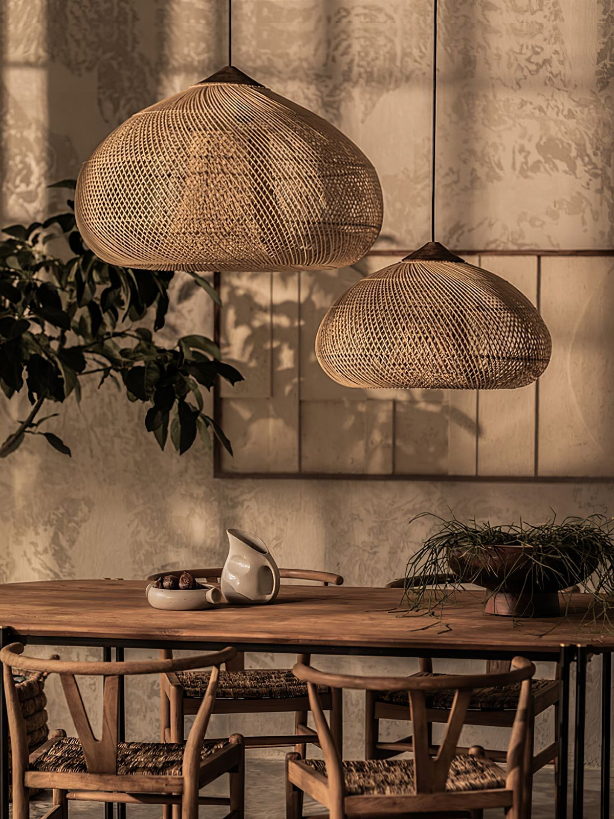Solavn Rattan-Holz-Pendelleuchte
