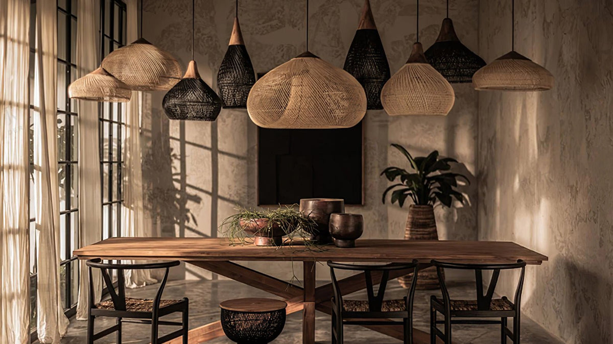 Solavn Rattan-Holz-Pendelleuchte