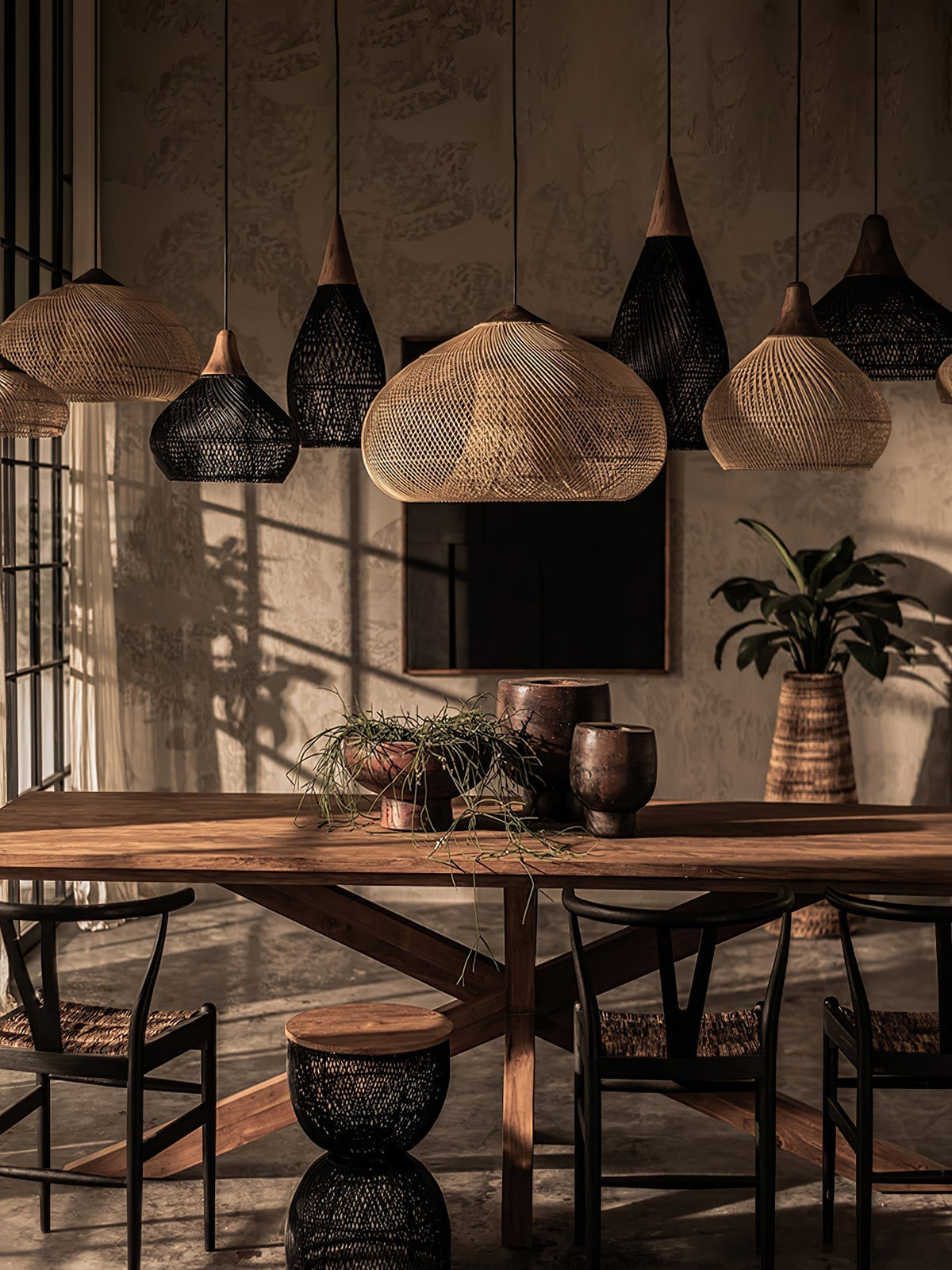 Solavn Rattan-Holz-Pendelleuchte