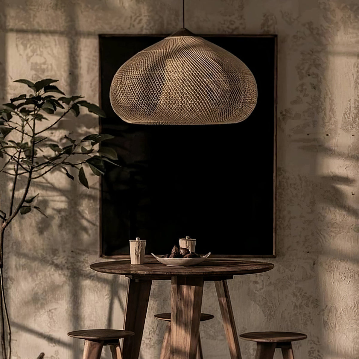 Solavn Rattan-Holz-Pendelleuchte