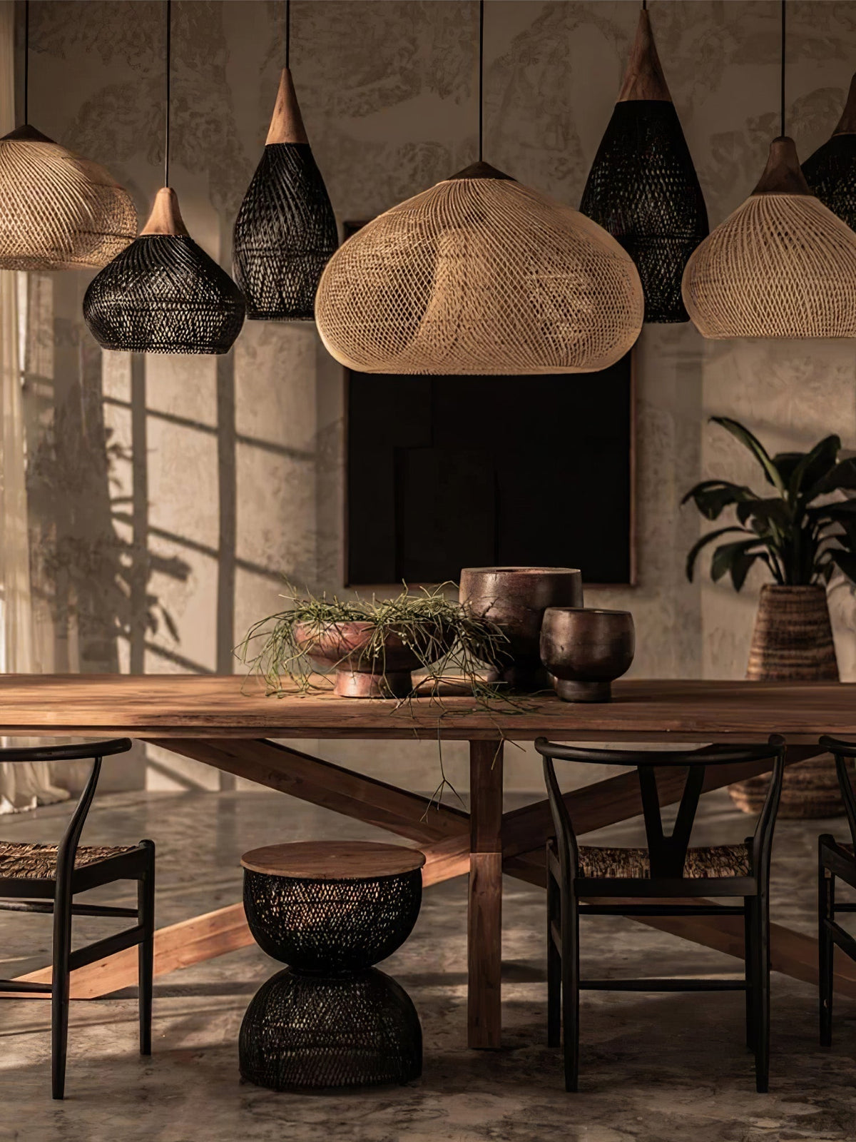 Canirora Pendelleuchte Rattan Swag Geflochten