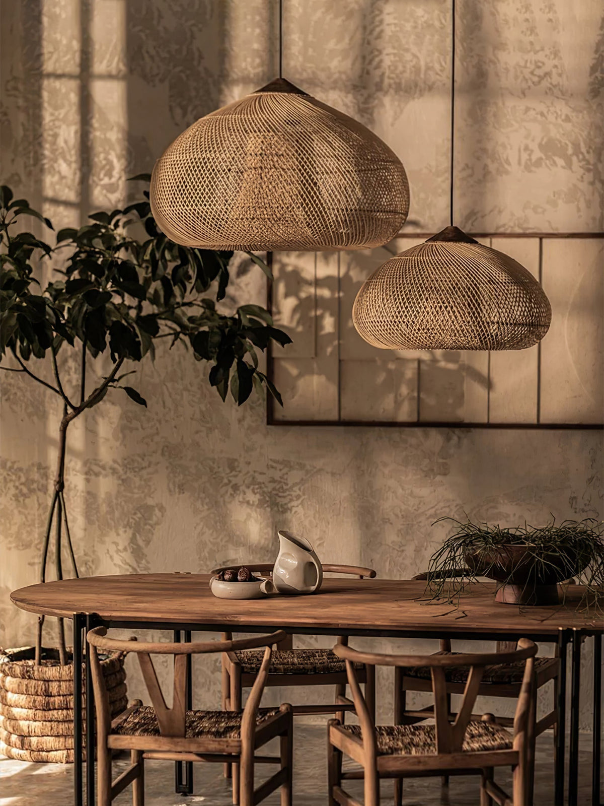 Canirora Pendelleuchte Rattan Swag Geflochten