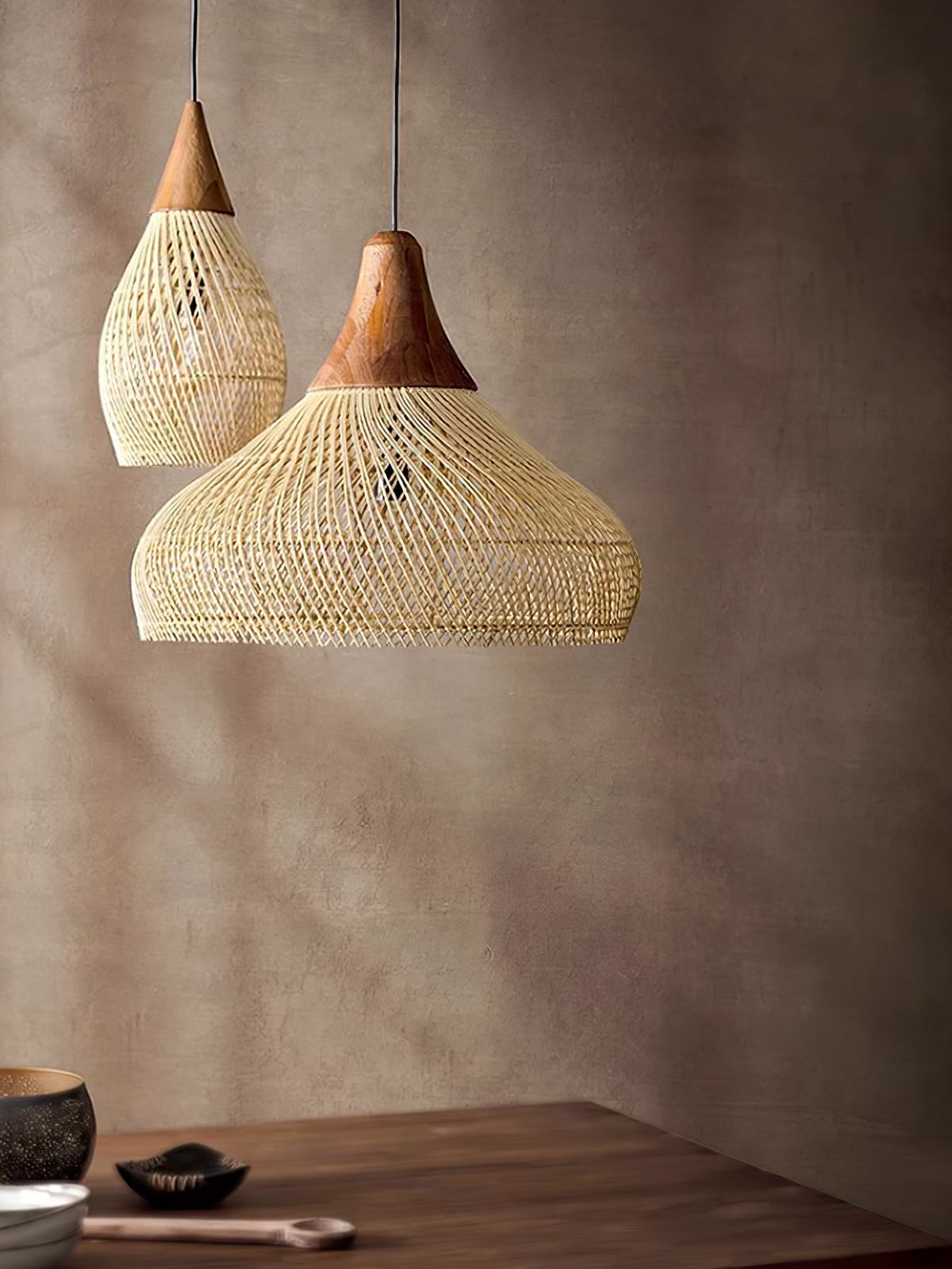 Canirora Pendelleuchte Rattan Swag Geflochten