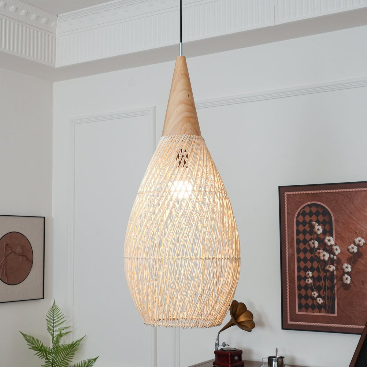 Solavn Rattan-Holz-Pendelleuchte