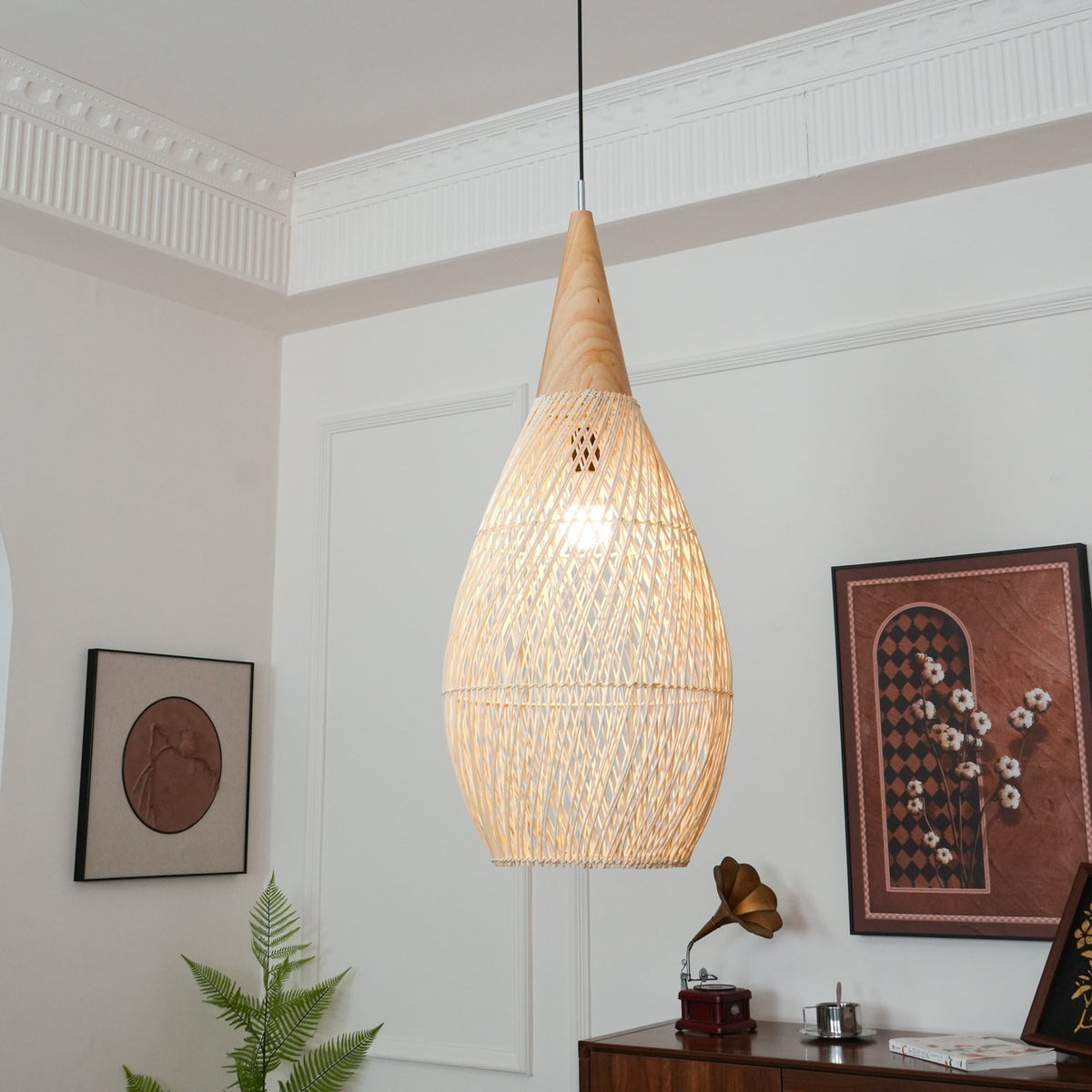 Solavn Rattan-Holz-Pendelleuchte