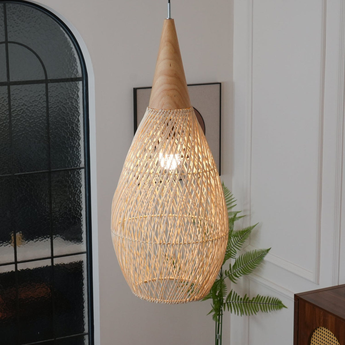 Canirora Pendelleuchte Rattan Swag Geflochten