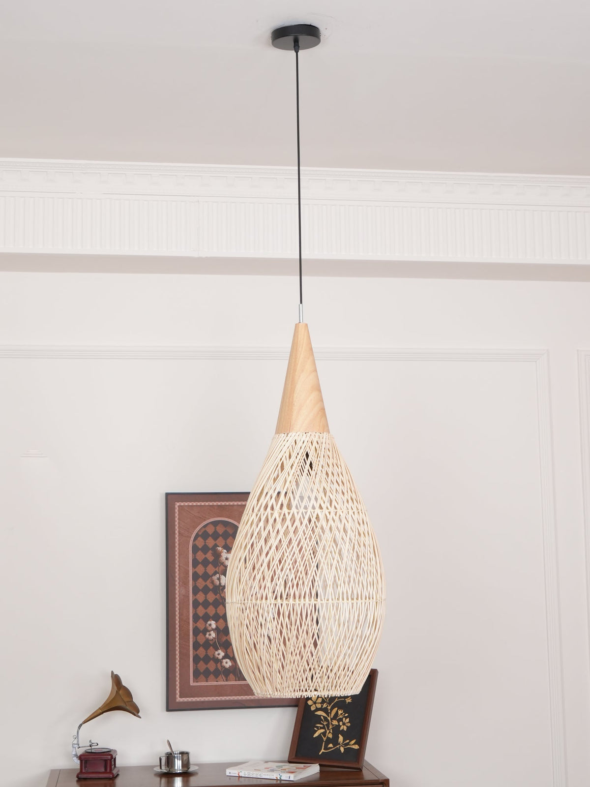 Braided Rattan Swag Pendelleuchte