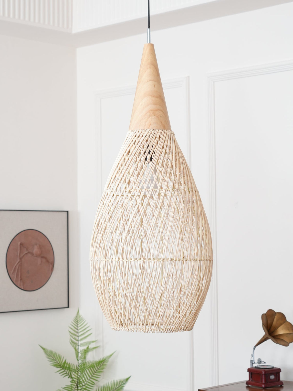 Solavn Rattan-Holz-Pendelleuchte