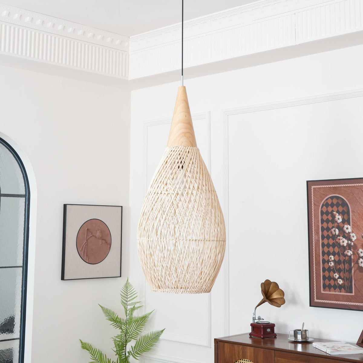 Solavn Rattan-Holz-Pendelleuchte