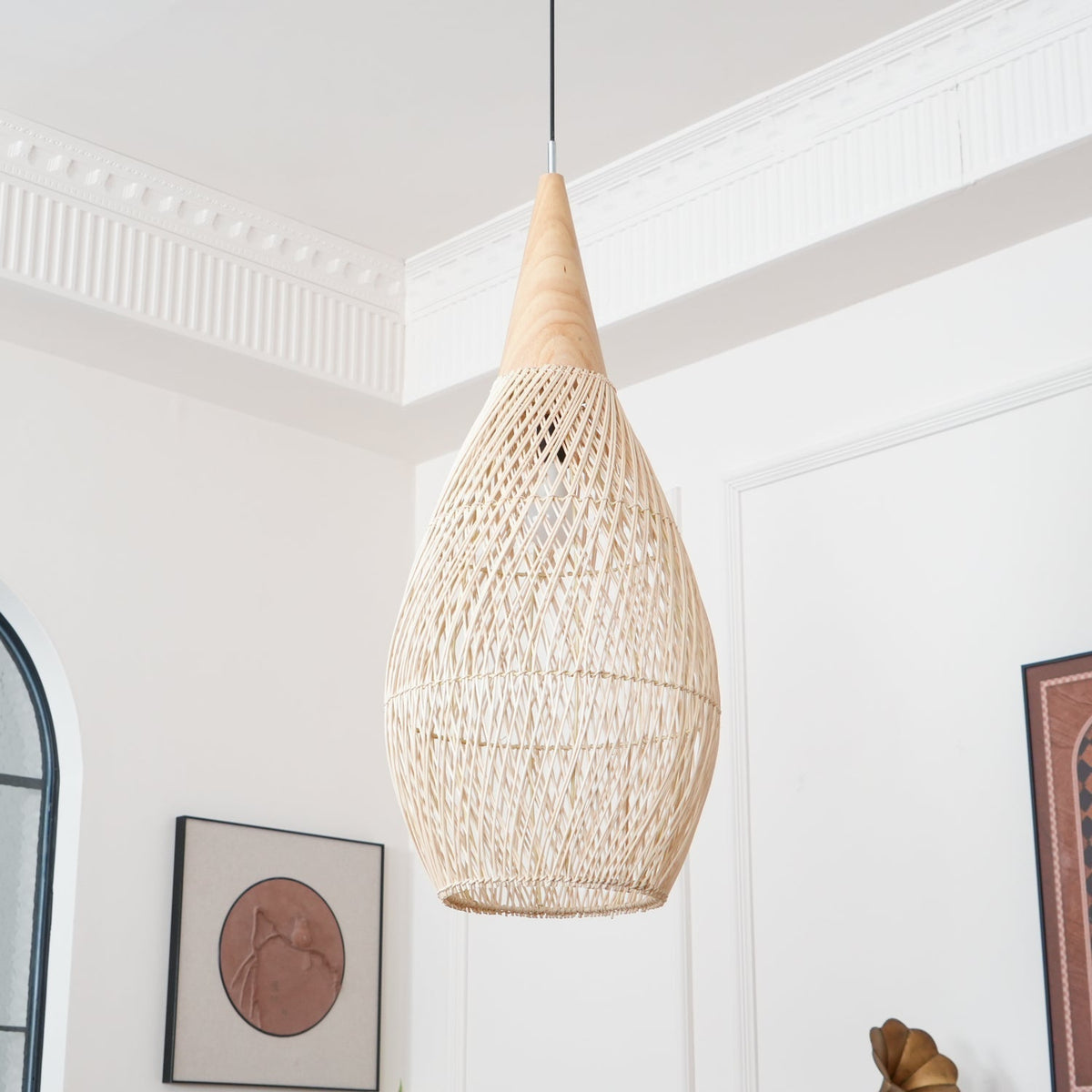 Solavn Rattan-Holz-Pendelleuchte