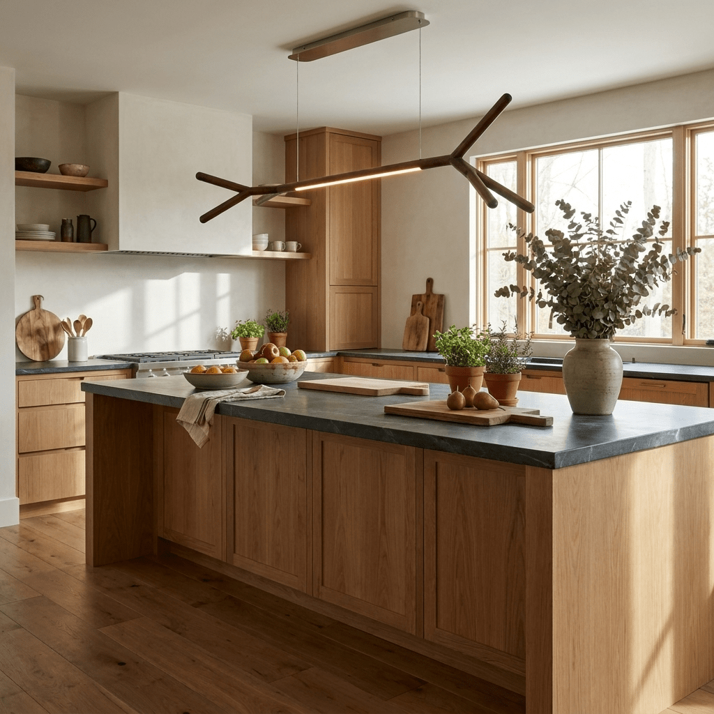 Sylanora Pendelleuchte aus Holz linear