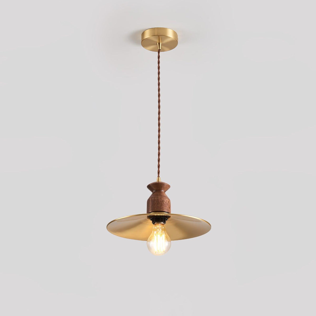 Qior Messing Klassische Eleganz Crest Holz Pendelleuchte