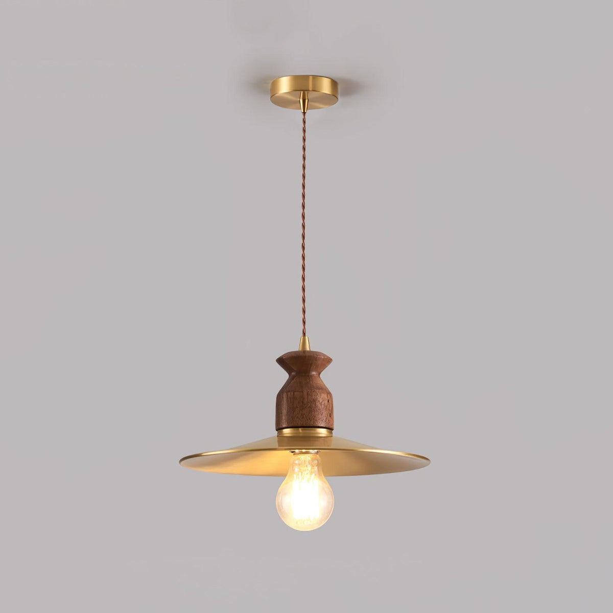 Qior Messing Klassische Eleganz Crest Holz Pendelleuchte