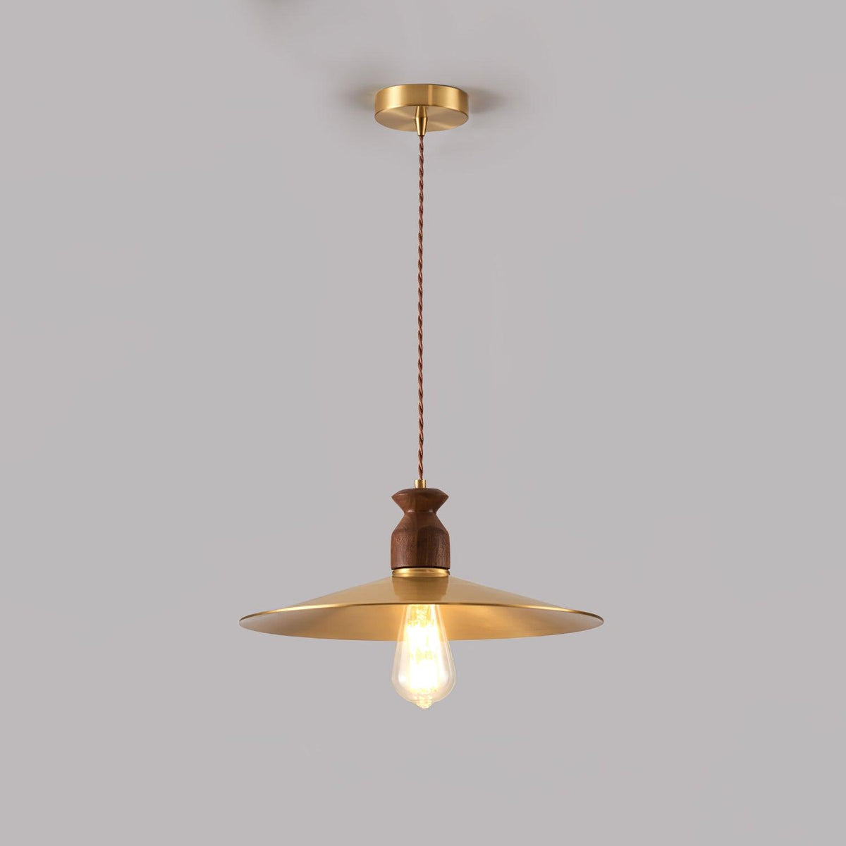 Qior Messing Klassische Eleganz Crest Holz Pendelleuchte