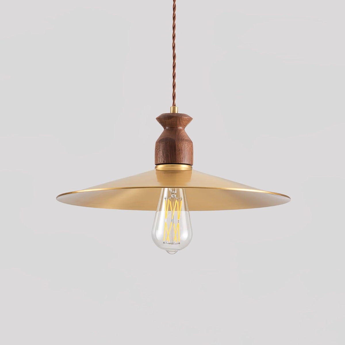 Qior Messing Klassische Eleganz Crest Holz Pendelleuchte