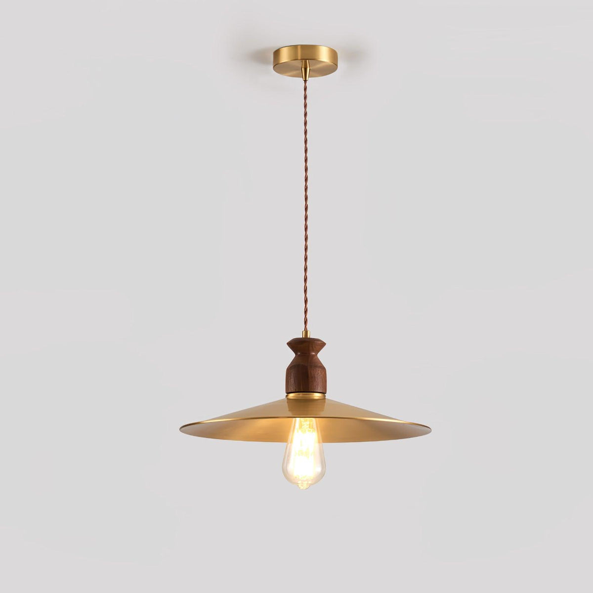 Qior Messing Klassische Eleganz Crest Holz Pendelleuchte