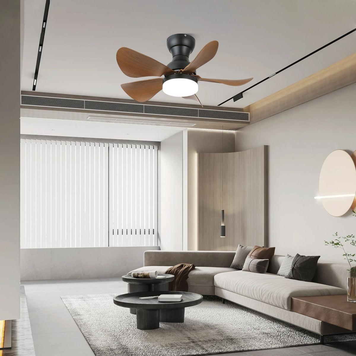 Elvanelle Deckenventilator mit Beleuchtung aus Holz