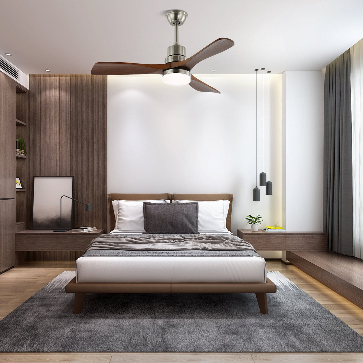 Rininena Deckenventilator mit Beleuchtung aus Holz