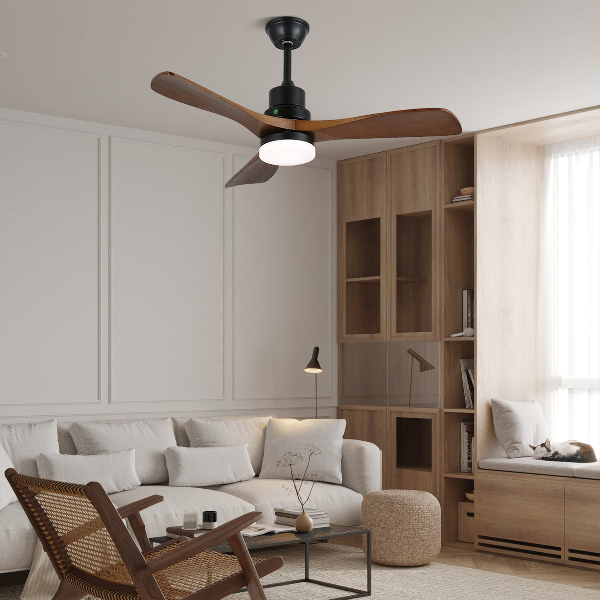 Rininena Deckenventilator mit Beleuchtung aus Holz