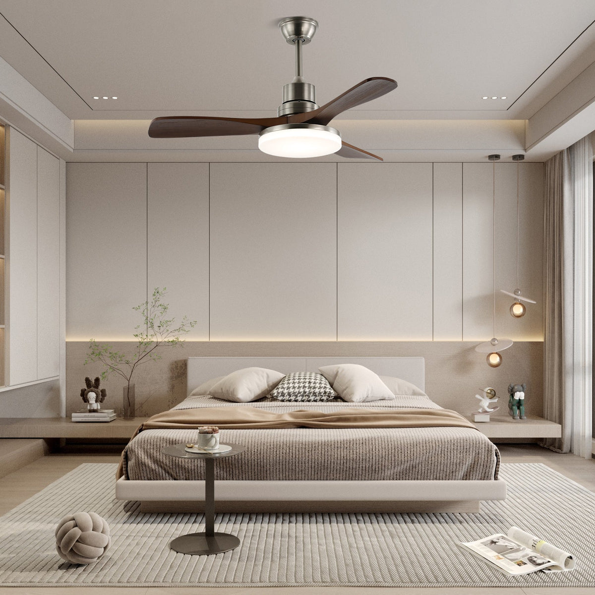 Rininena Deckenventilator mit Beleuchtung aus Holz
