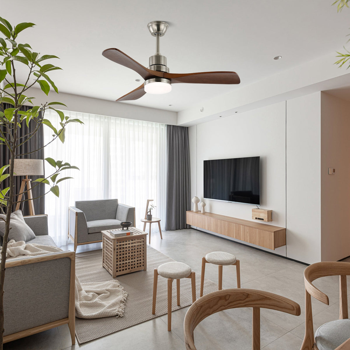Rininena Deckenventilator mit Beleuchtung aus Holz