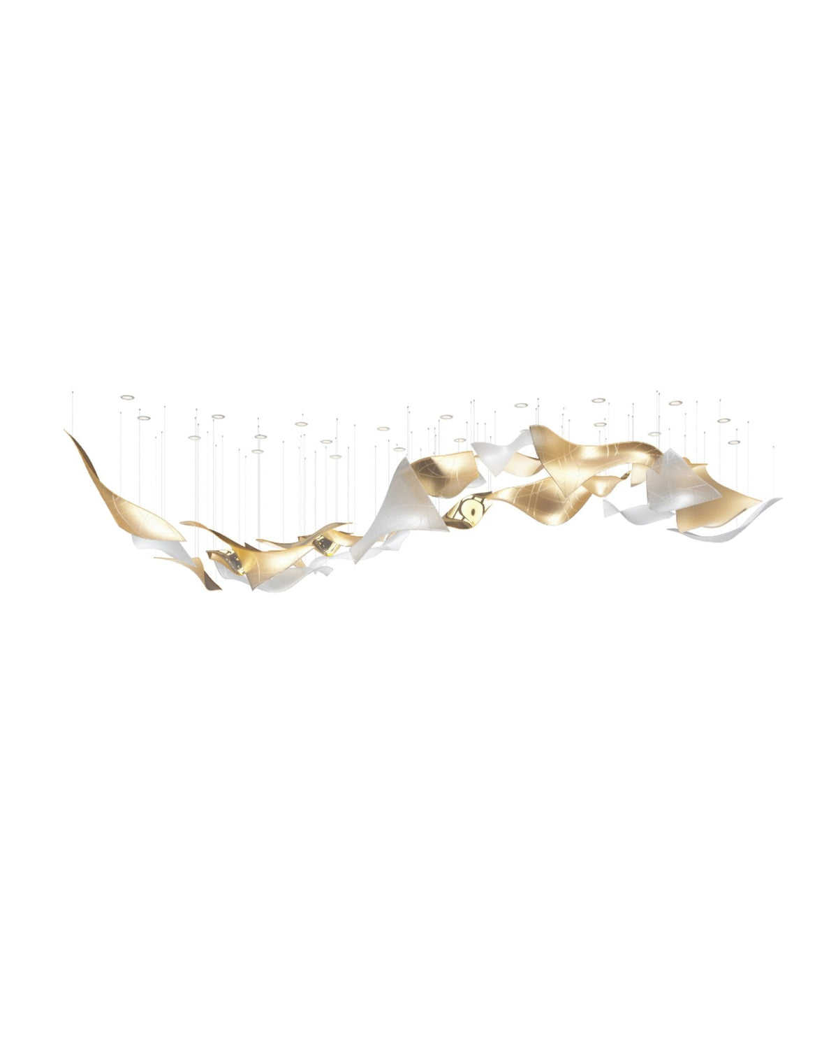 Alnoror Pendelleuchte aus Gold in skulpturaler Form