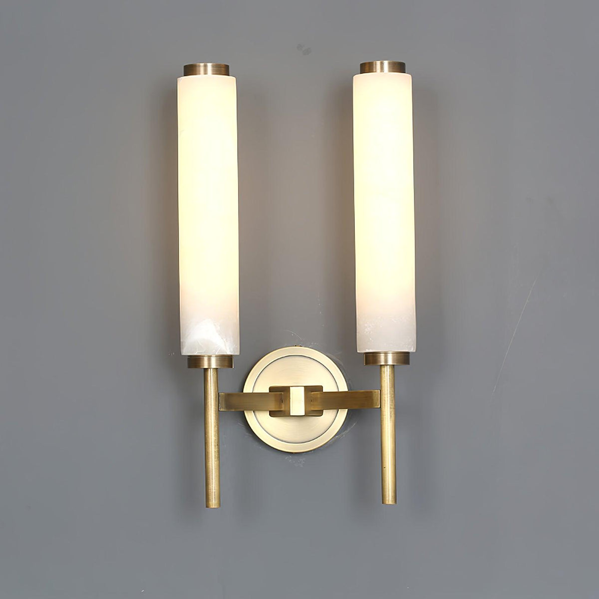 Jern Art-Déco-Wandleuchte aus Alabaster