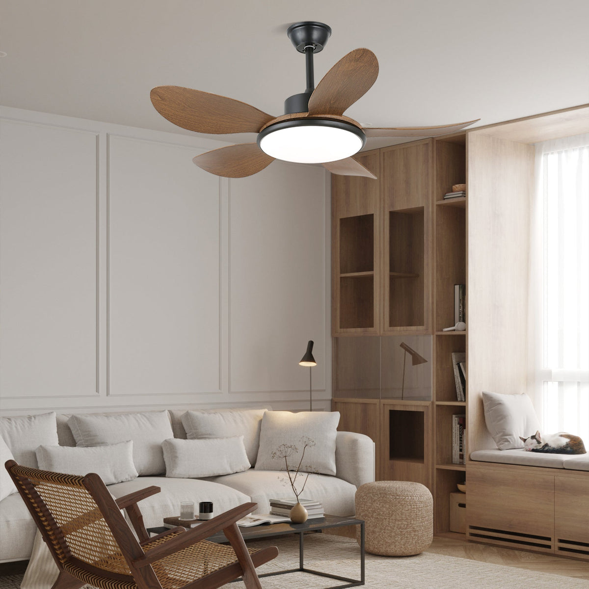 Tirenor Deckenventilator mit Beleuchtung aus Holz